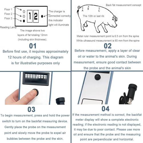 Instrumento de medición de grosor de grasa dorsal de cerdo, medidor portátil de grasa dorsal con luz indicadora, adecuado para el hogar o comercial