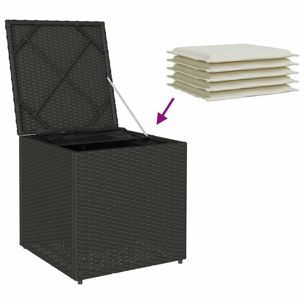 vidaXL Scatola per Cuscini Nero 50 x 50 x 50 cm polyrattan