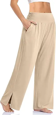 UEU Womens Wide Leg Yoga Pants High Waisted Adjustable Tie Knot Joggers Casual Loose Plus Size Lounge Sweatpants with Pockets