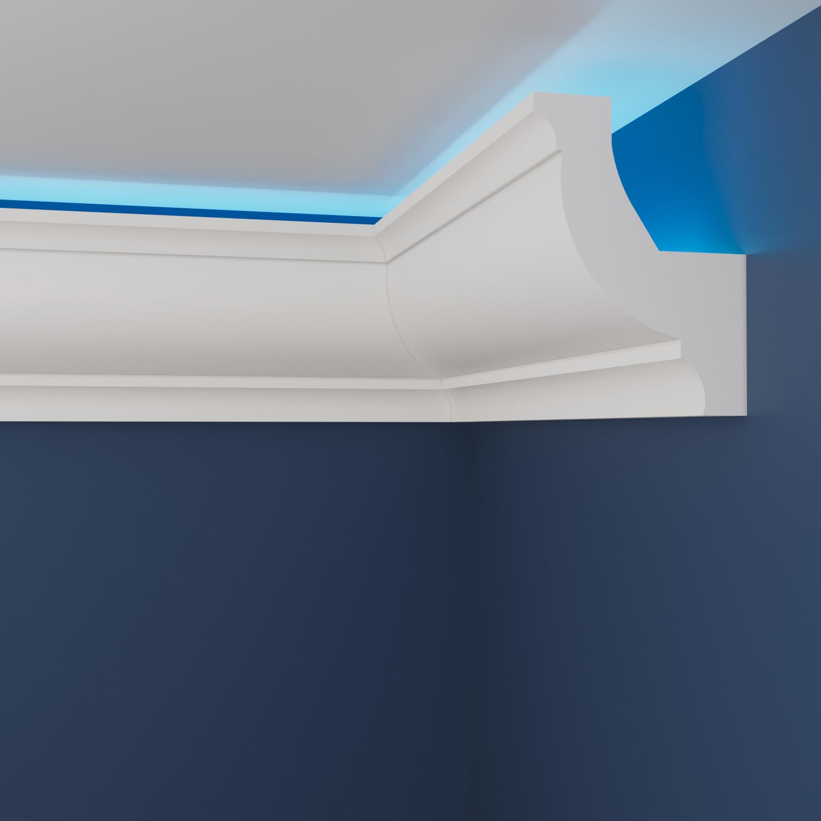 WOLDECOR Premium LED Coving Cornice – Lightweight XPS Ceiling Moulding Trim, Easy to Install Decorative Polystyrene Coving for Walls and Ceilings with LED Lighting (WLU09, External Corner 20cm) — image 1