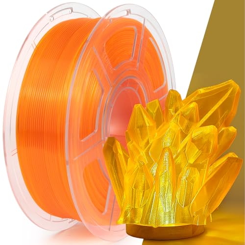 Image of IEMAI Clear PLA Filament 1.75mm Orange 1kg, Glossy Transparent Finish 3D Printer Filament Up to 600mm /s High Speed Printing for Lampshades, Home Decor & Creative DIY
