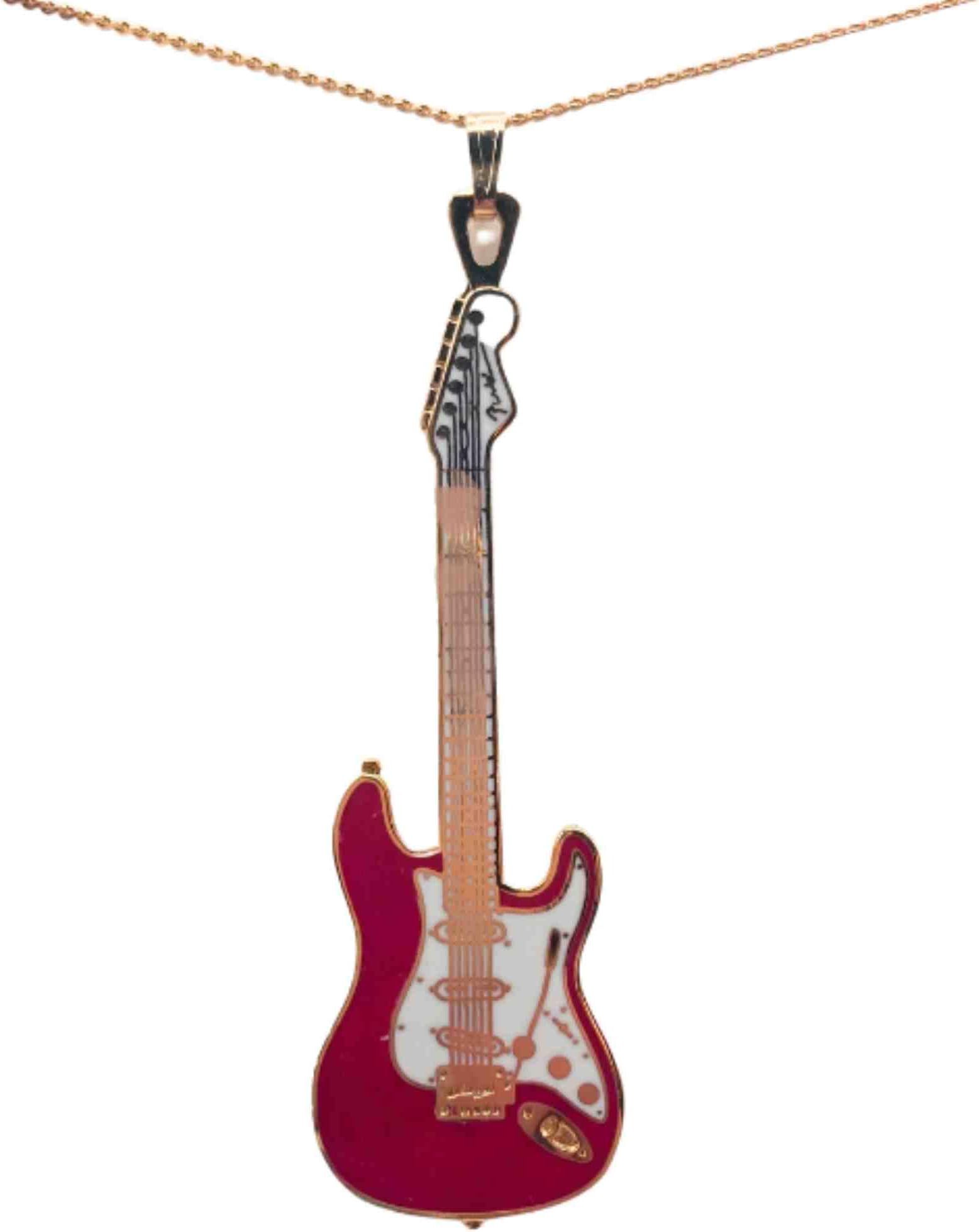 Fender Stratocaster Necklace - Red With White Pickguard