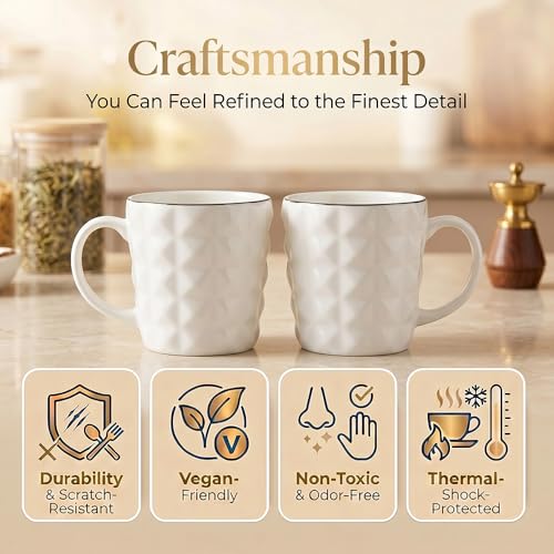 Image of U.P.C. UPC Set of 6 Coffee Mugs New Modern Design Fine Bone China Ceramics Tableware,