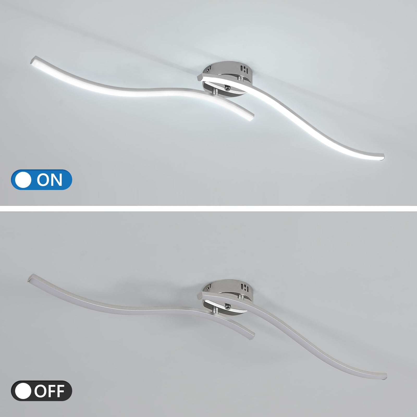 Dorlink Żyrandol do salonu, lampa sufitowa Led do salonu, żyrandol do sypialni, 30 W 2700 LM Nowoczesne oświetlenie wewnętrzne, 6500 K Biały 2 wbudowane pręty LED, odpowiednie do korytarzy, kuchni i