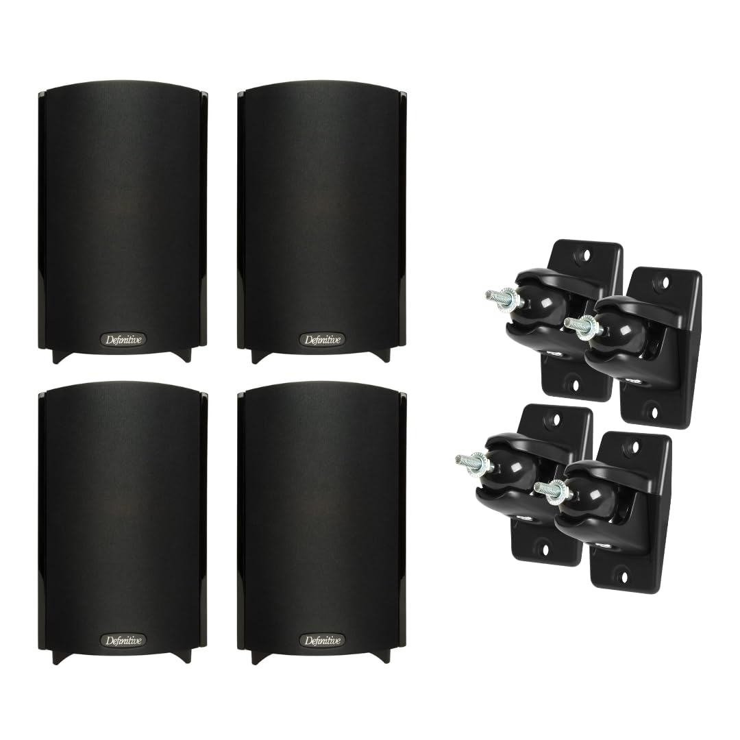 (2 Pairs) Definitive Technology ProMonitor 800-2-Way Satellite or Bookshelf Speaker for Home Theater Speaker System + Pair of Definitive Technology