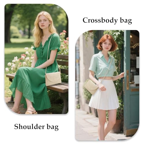 Image of Gets Straw Clutch Purse for Women, Woven Beach Bag Summer Corssbody Purse Small Rattan Shoulder Bag for Travel | Hand-woven
