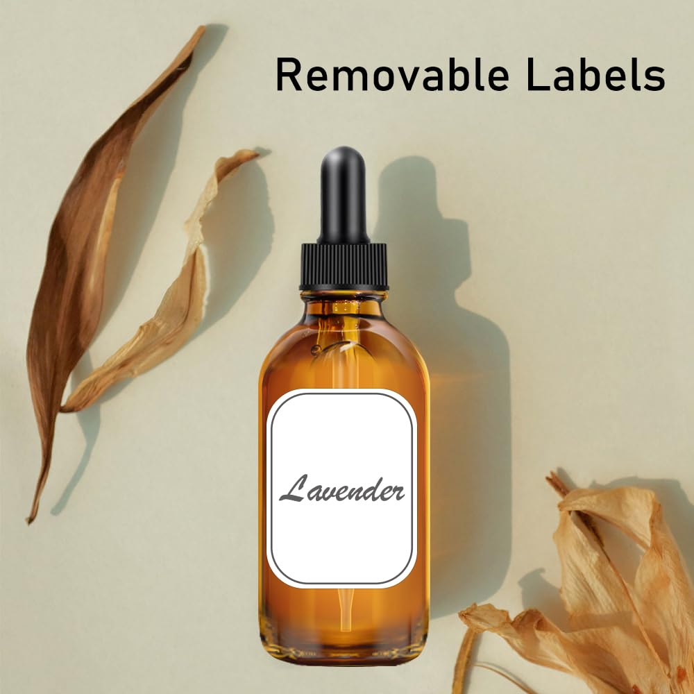 Bumobum Botellas cuentagotas de 4 onzas para aceites esenciales, paquete de 24 botellas de vidrio ámbar de 120 ml con cuentagotas para ojos, 2 embudos y 2 cuentagotas largos, botellas vacías de
