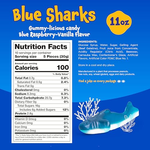 Gummy Sharks, Blue Shark Gummies, Blue Raspberry Candy - 11 Oz Pack - image 2