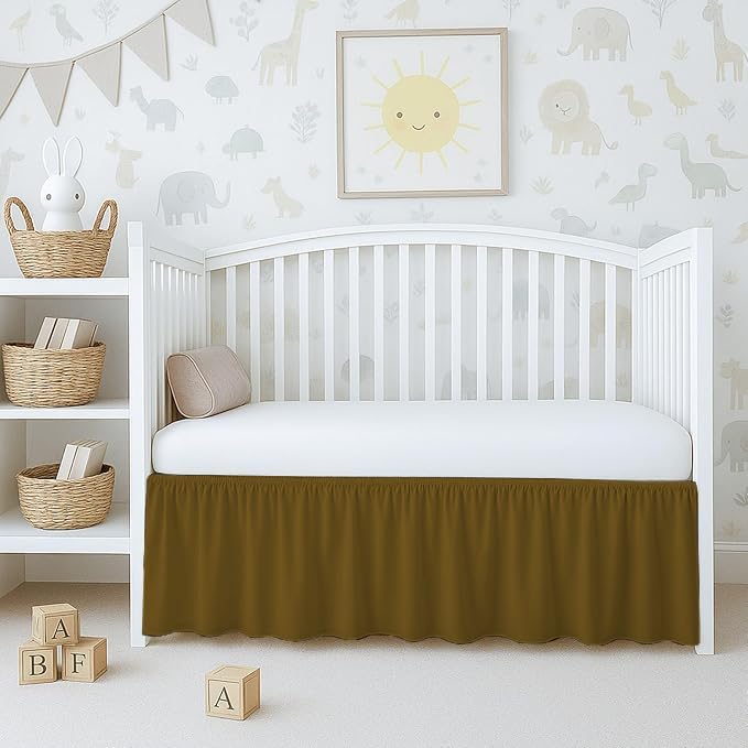 Egyptian cotton crib skirt with 14" drop, taupe