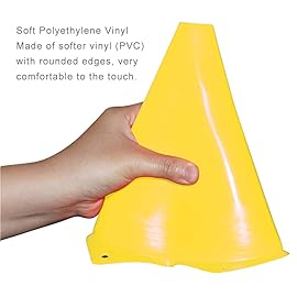 Fragraim 9 Inch Plastic Training Traffic Cones, Sport Cones, Agility Field Marker Cones for Soccer Basketball Football Drills Training, Outdoor Activity or Events - 10 Pack, Yellow