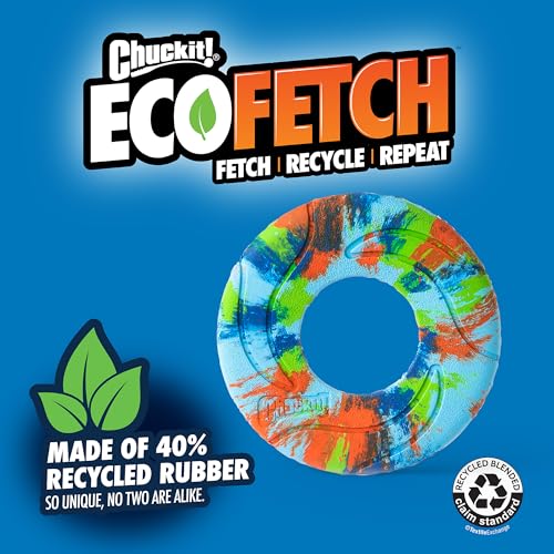 Image of Chuckit! EcoFetch Flyer Rubber Dog Toy, Medium (8 Inch Diameter) Pack of 1, for Breeds 20-60 lbs | Soaring disc style design, easy to throw and catch, keeps active pups leaping, chasing and playing outdoors every single day