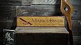Custom Aviation Pilot Flying Diner Sign - Rustic Hand Made Vintage Wooden Sign - 9.25 x 48 Inches