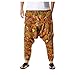 Herren Haremshose Freizeithose Hippie Hose mit Bunte Vintage Ethnische Muster, Baumwoll Leinen Hose Home Pants Boho Baggy Pumphose Pluderhose Aladinhose Sommerhose Yoga Tanz Strand Hosen