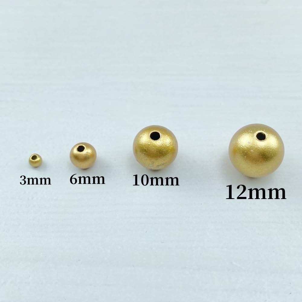 100pcs Pearl Beads for Crafts 12mm Resin Pearl for Jewelry Making Round Bulk Pearls Beads with Hole for Necklaces Bracelets Earrings Making Jewelry Decoration(Forsted Gold) - Image 3
