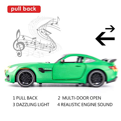 BDTCTK 1/24 AMG GTR Modelo de Auto de Juguete Verde miniatura 5