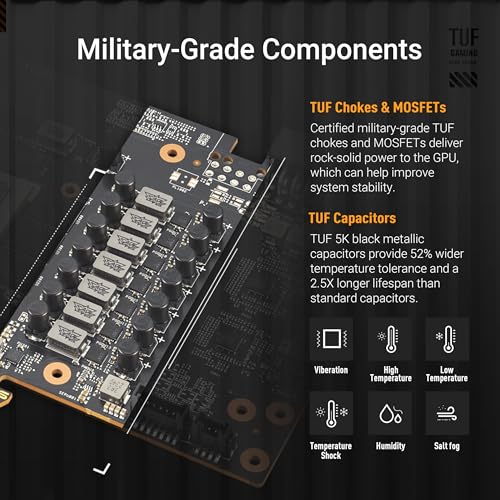 Image of ASUS TUF Gaming Radeon RX 9070 OC Edition 16GB GDDR6 Gaming Graphics Card (PCIe 5.0, 16GB GDDR6, HDMI /DP 2.1, 3.125-slot, Military-Grade Components, Protective PCB Coating, axial-tech Fans)