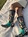 XEYANFYS Swallow Flower Embroidered Cowboy Boots for Women Square Toe Chunky Low Heel Mid Calf Boots Cowgirl Boots Fashion Muti-color Patchwork Pull On Western Boots, 10, Blue