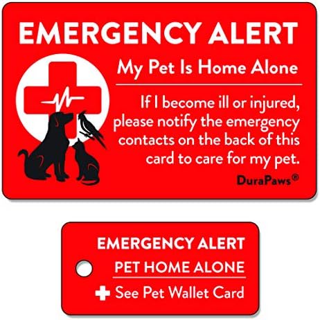 My Pets are Home Alone Emergency Alert Plastic Contact Wallet Card and Key Tag (Writable Surface on Back Side of Card)