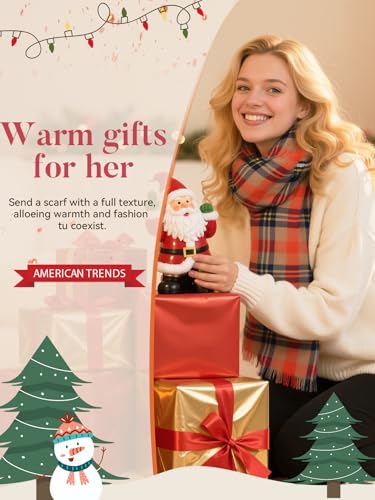 American Trends Women's Cozy Warm Winter Fall Blanket Scarf Stylish Soft Chunky Checked Giant Scarves Shawls2