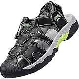  Topwolve Sandalias Hombre Sandalias de Trekking al Aire Libre de Los Verano Los Zapatillas de Senderismo Transpirable Cuero Camper Deportivas Antideslizante Pescador Playa Zapatos Negro 46 EU