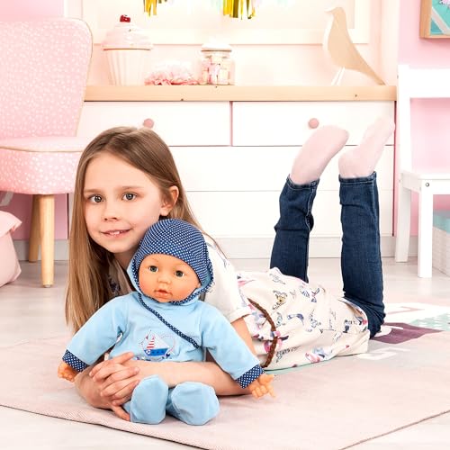 Bayer Design 94683AA -Funktionspuppe Hello Baby Boy mit Zubehör, 46 cm, blau