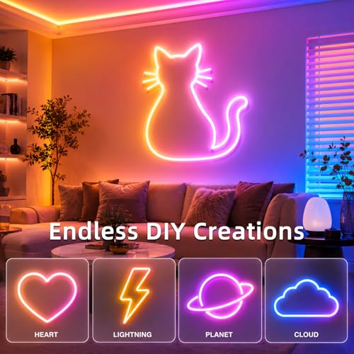Image of segrass 132ft RGB LED neon Rope Lights LED neon Strip Lights Waterproof Flexible Neon LED Strip Lights,Led Lights for Bedroom(2 Rolls of 75ft)