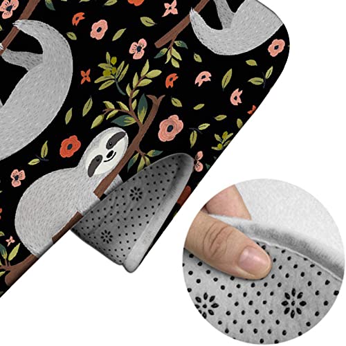 Badezimmerteppich-Set, 3-teilig, niedliches Faultier-Tier-Cartoon-Design, schlafendes Faultier, waschbare Badteppiche, rutschfest, mit Rückenpolster, Konturteppich und Toilettendeckelbezug – Bild 5