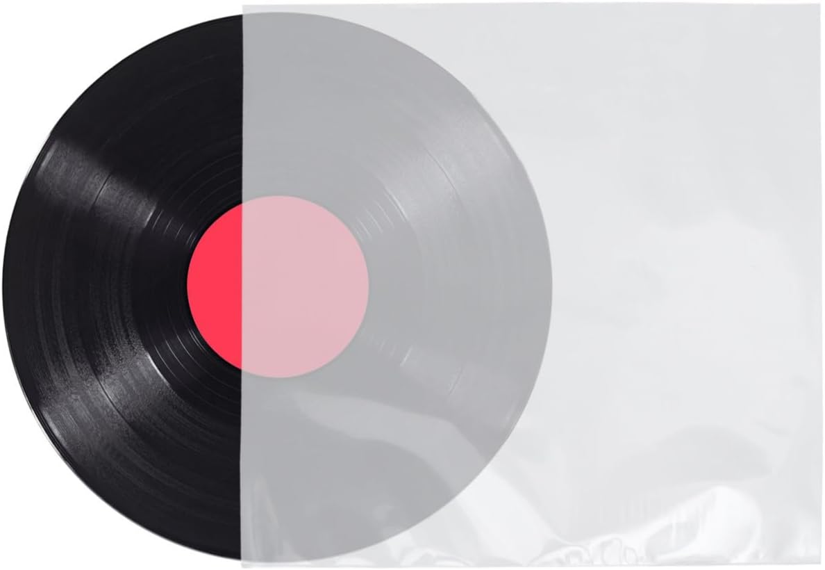 CHILDWEET 30pcs 12 Inch Vinyl Record Sleeves Flap-Free Design, Thickened Cpp Material Protective Plastic Bags for Cds, for Media Storage and Disc Protection