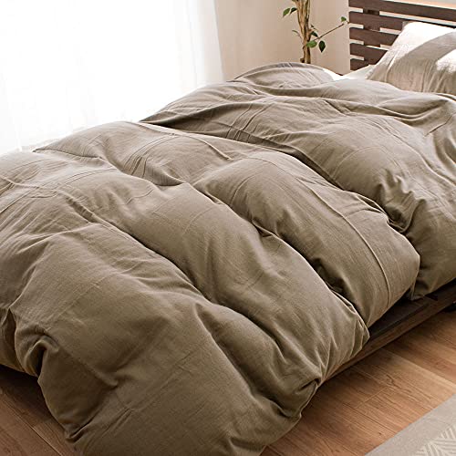 掛け布団カバー 【羽毛布団と高相性。ワンランク上のガーゼカバー】布団カバー 和晒し 1重ガーゼ 掛け布団カバー シングルロング 150×210cm 綿100%「和晒 Wazarashi」 焙じ茶 グレーベージュ 日本製 オールシーズン 吸汗 無地 シングル 国産 綿 コットン