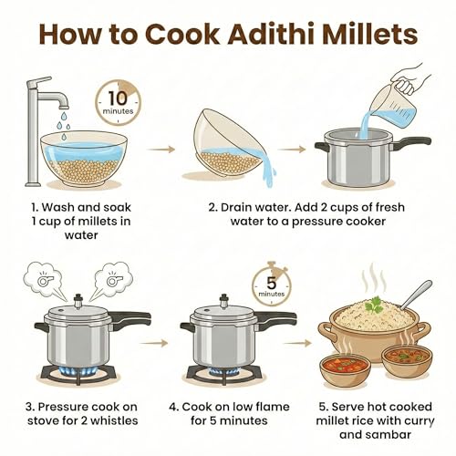 Image of Adithi Millets Brown Top, Whole Grain, Pack of 5, wt 3500g, each 700g