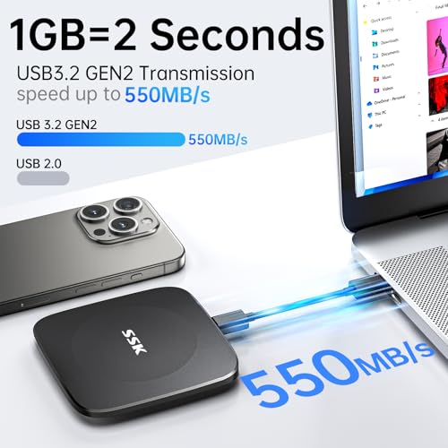 Disco duro SSD tipo C de 2 TB portátil almacenamiento USB 3.2 2