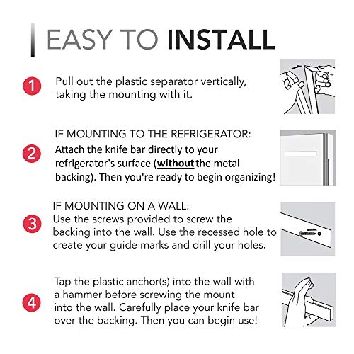 Modern Innovations 12 Inch Magnetic Knife Holder For Refrigerator, Magnetic Knife Holders For Fridge Or Kitchen Wall No Drilling, Magnet Strips For Knives & Metal Utensils, Tool Rack, Stainless Steel #TOP6