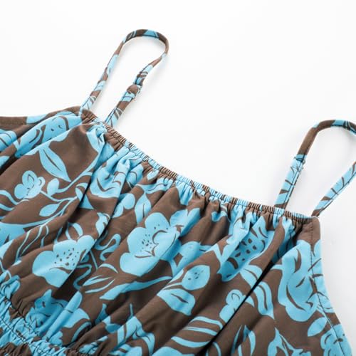 Image of GRACE KARIN Summer Dresses for Women 2026 Vacation,Smocked Floral Maxi Dress,Boho Beach Sundress with Pocket Fashion Clothing