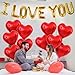 KatchOn, I Love You Balloons Set - 18 Inch, Pack of 18 | Red Heart Shaped Balloons for Anniversary Party Decorations | I Love You Decorations for Him, Heart Foil Balloon | Valentines Day Decor