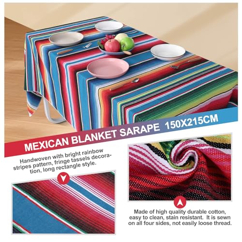 Liseng Mexikanische Decke, Sarape Picknick, Tischdecke, warme Decke, Yoga-Stange, 120 x 180 cm