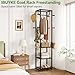 IBUYKE Coat Rack with Shelves, Freestanding Hall Tree with 3 Shelves and 8 Hooks, Industrial Clothes Stand for Entryway, Hallway, Bedroom, Black UTMJ088B