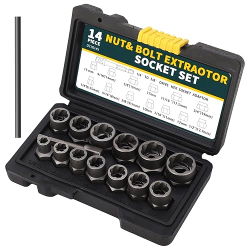 Lot De 14 Extracteurs D'Écrous, Extracteur De Vis, Extracteur Ecrou Antivol, Jeu De Douilles Spiralées, Extracteur Boulon Antivol Pour Boulons, Écrous Et...