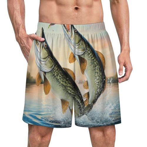 Summer Pajama Shorts for Men, Cooling Breathable Lounge Shorts Sleep Bottoms with Elastic Waistband