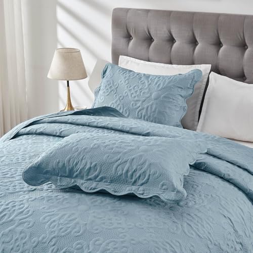 Image of Kingnex Oversized King Bedspreads 128x120 Spa Blue