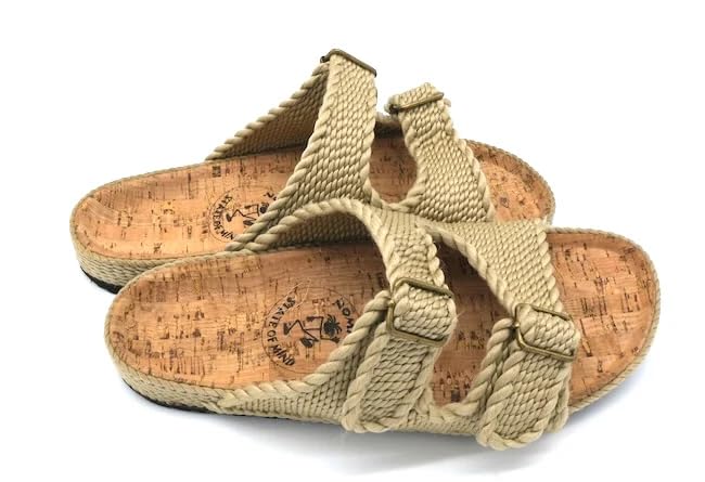 Nomadic State of Mind Moses Cork Footbed Sandals, Arch Support Slip-On Slides, Double Buckle Adjustable Rope Straps, Sustainable Lightweight Shoes, Men Women Unisex