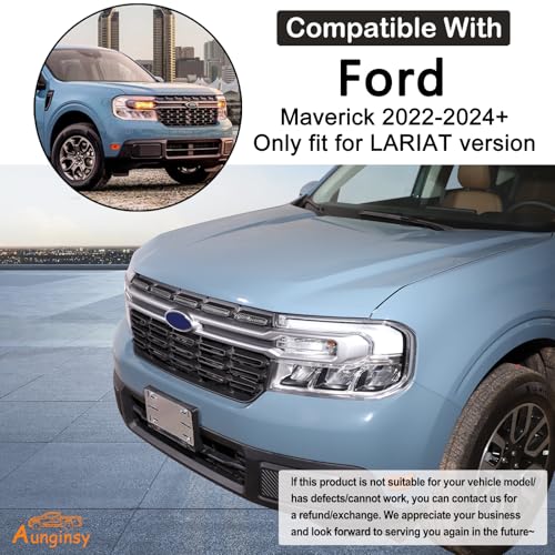 Image of Aunginsy Front Bumper Grille Cover Compatible with Ford Maverick 2022-2024 LARIAT Front Grille Mesh Inserts Trim Cover Front Grill Mesh Clip-in Grille Guard Car Air Inlet Vent Grille Cover Accessories