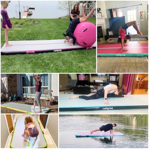 Inflatable Tumble Track Gymnastic Mat 6.6ft 10ft 13ft 16ft 4/8 Inch Thickness Mats with Air Pump for GYM/Yoga/Dance/Water Fun - Image 6