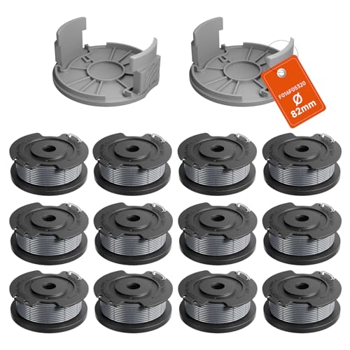 Lebenswuerze Ersatzfadenspule Für Bosch Rasentrimmer Akku EasyGrassCut 23/26/18/18-230/18-260/18-26, 12PCS Fadenspulen F016800569 2PCS Trimmerkappen F016F05320 (Nylon-Trimmerfaden Ø1.65mm Länge 4.9m)