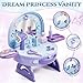 Lehoo Castle Toddler Vanity with Makeup Set, Portable Makeup Vanity for Girls with Lights Music Electric Hairdryer, Pretend Play Princess Toys for Dress Up, Birthday Gifts for 3 4 5 Years Old Girls