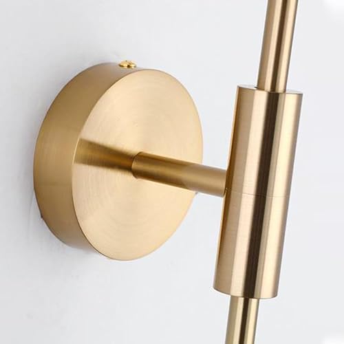 Miniatura 4 de Lámpara de pared de globo de vidrio blanco, lámpara de pared dorada de mediados de siglo, moderna de poste largo, lámpara minimalista de montaje en