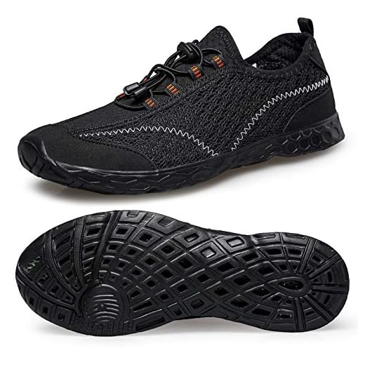 Alibress Mens Water Shoes Slip On Aqua Water Shoes for Diving Swim Beach Walking Fishing Boating Sailing Kayaking Black Water Shoes 7 M US