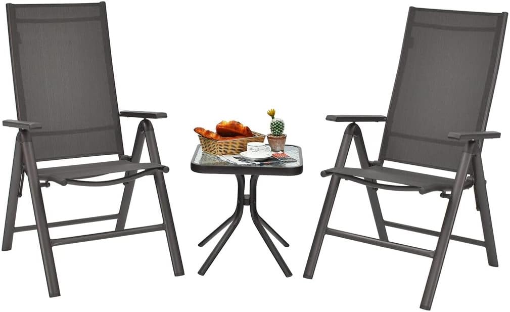 Patio Chair 2 Piece Folding Dining Chair with Adjustable Back