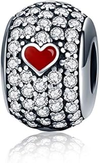 DIAN Jewellery - 925 Sterling Silver Love Heart Poker Style Charm - Bracelet Charm Fits European Charms Bracelets, Happy Anniversary Birthday Charms for Bracelets