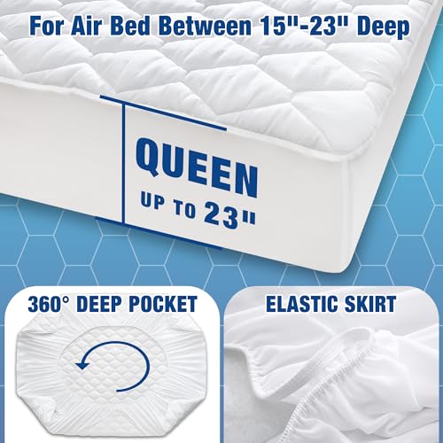 GOONIK Air Mattress Protector, Queen Size Air Mattress Pad Cover with 15-23 Inches Deep Pocket, White by GOONIK - Used condition - Image 7