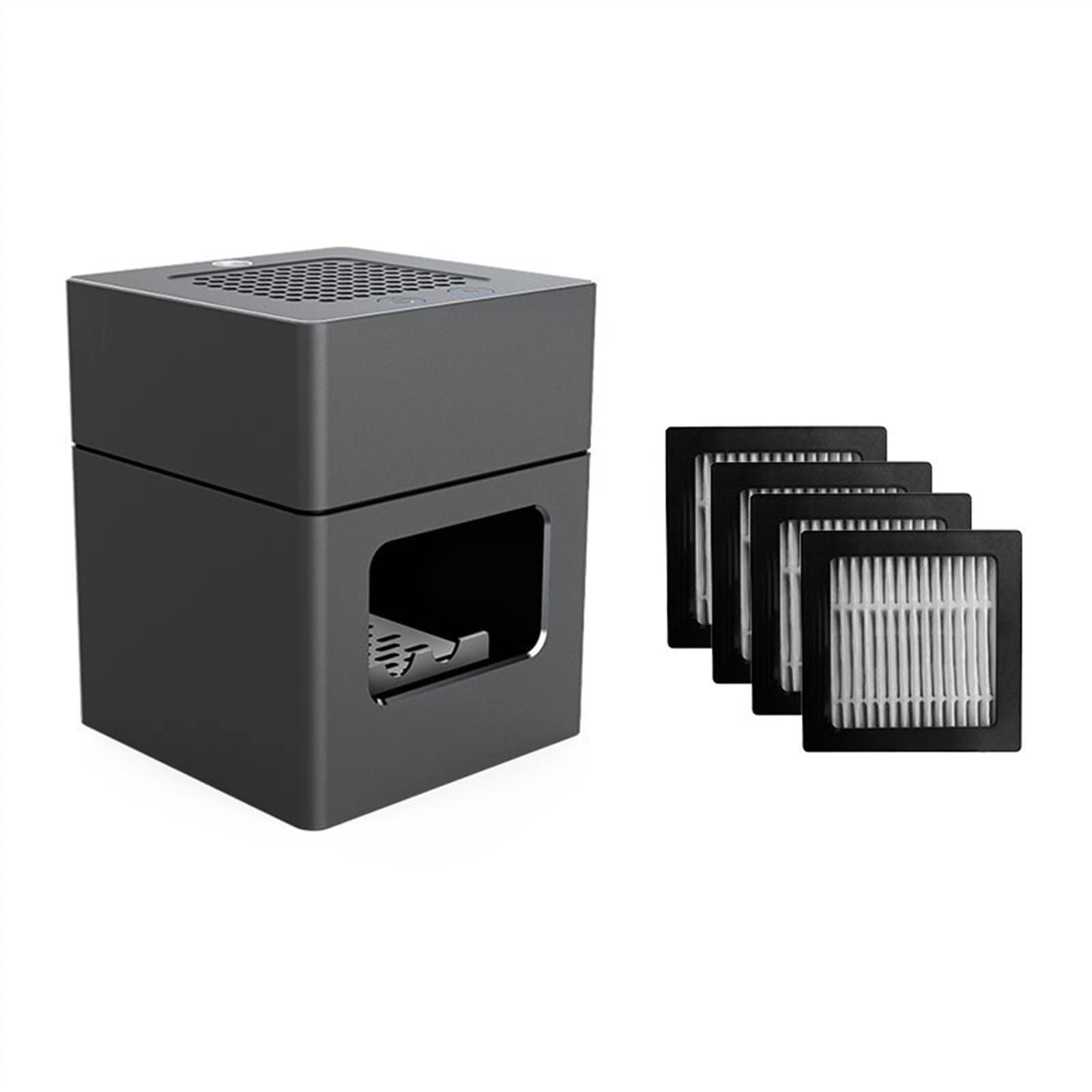 Sthoyn Gray+Filter*4 Home Smart Ash Tray Indoor Air Purifier Ashtrays Electric For Filtering Smoke Odor For Smokeless Ashtray Indoor(Gray+Filter*4)